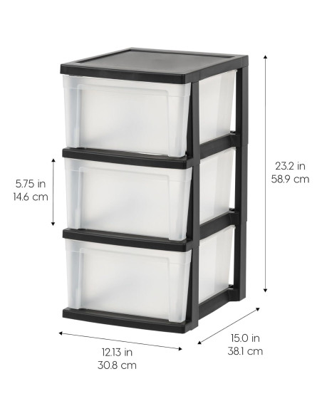 Organizador de Cajones IRIS USA, 3 Cajones, Plástico Negro Organizador de Cajones IRIS USA, 3 Cajones, Plástico Negro