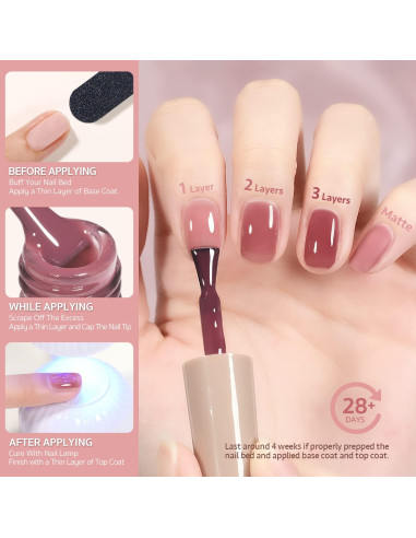 Kit de Esmalte de Gel GAOY Jardín de Rosas 6 Colores 6.5ml