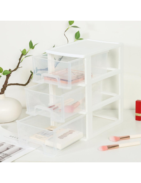 Organizador de Cajones Gonice 3 Cajones Plástico Blanco Organizador de Cajones Gonice 3 Cajones Plástico Blanco