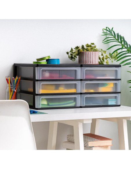Organizador de Escritorio IRIS USA 3 Cajones Mediano Negro Organizador de Escritorio IRIS USA 3 Cajones Mediano Negro