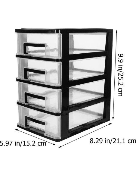 Contenedor de Almacenamiento STOBOK 4 Cajones Plástico Negro Contenedor de Almacenamiento STOBOK 4 Cajones Plástico Negro