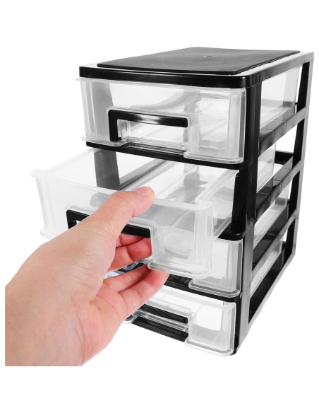 Contenedor de Almacenamiento STOBOK 4 Cajones Plástico Negro Contenedor de Almacenamiento STOBOK 4 Cajones Plástico Negro