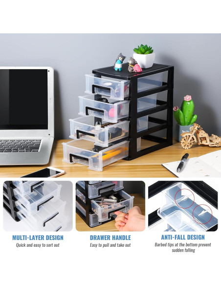 DOITOOL Organizador de Cajones 4 Capas Plástico Negro DOITOOL Organizador de Cajones 4 Capas Plástico Negro