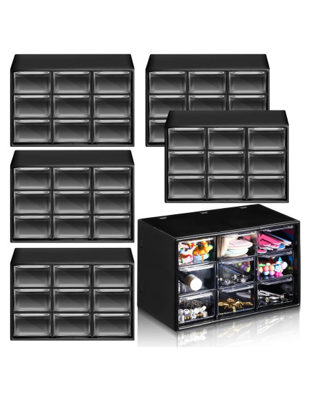 Organizador de Cajones Amyhill 6 Pcs 9 Cajones Plástico Negro Organizador de Cajones Amyhill 6 Pcs 9 Cajones Plástico Negro