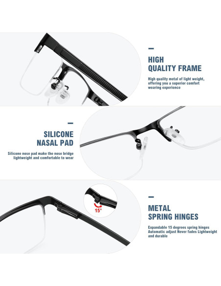 Gafas de Lectura MEETSUN 5Pack Hombres Anti Luz Azul 1.5x Gafas de Lectura MEETSUN 5Pack Hombres Anti Luz Azul 1.5x