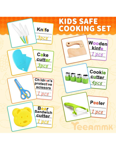 Juego de Cocina Montessori 17 Piezas Yeeammk para Niños