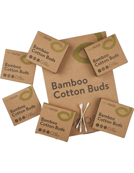Bastones de Algodón de Bambú EcoSlurps - 600 Unidades Biodegradables Bastones de Algodón de Bambú EcoSlurps - 600 Unidades Biodegradables