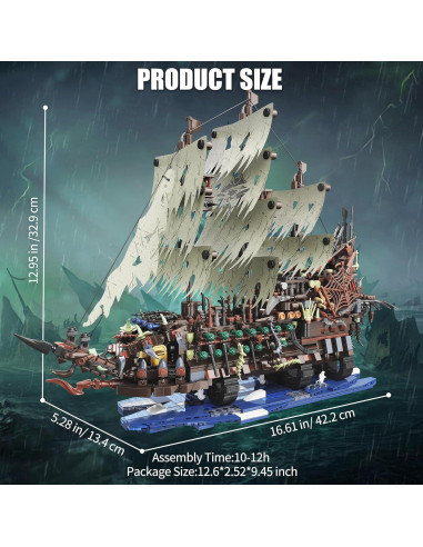 Barco Pirata Volador TYCOLE MOC 2159 Piezas con Luces