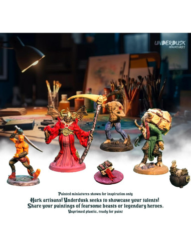 Miniaturas de Juegos de Mesa Underdusk 34 Figuras Sin Pintar