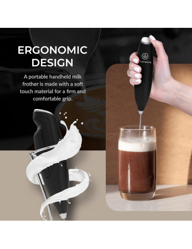 Espumador de Leche ChefWave CW-MFSB Negro con Soporte