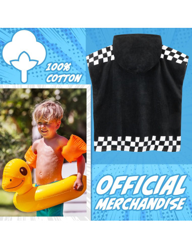 Toalla Poncho Hot Wheels para Niños 4-9 Años Algodón