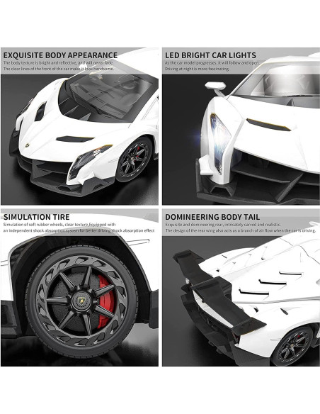 Coche RC Lamborghini 1:18 Blanco para Niños 6-8 Años Coche RC Lamborghini 1:18 Blanco para Niños 6-8 Años