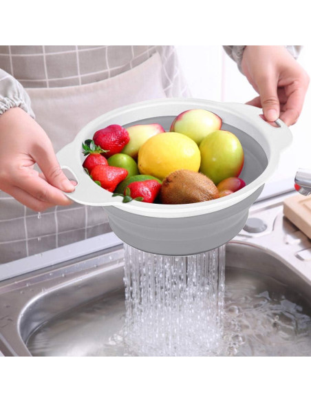 Conjunto de coladores colapsables QiMH 2 pcs 4L y 2L - Silicona BPA Conjunto de coladores colapsables QiMH 2 pcs 4L y 2L - Silicona BPA