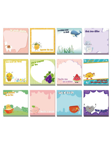 Bloc de Notas Adhesivas Geyee 12 Pcs Motivacionales 7.62 cm