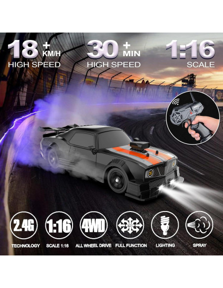 Coche RC Drift 1:16 Desdoni 4WD 18KM/h con Luces LED Coche RC Drift 1:16 Desdoni 4WD 18KM/h con Luces LED