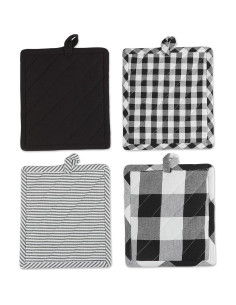 Juego de Agarraderas DII de Algodón Negro - 4 Piezas 22.86x20.32 cm 2