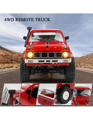 Coche RC Todo Terreno 1/16 WPL C24 4x4 con Luces LED