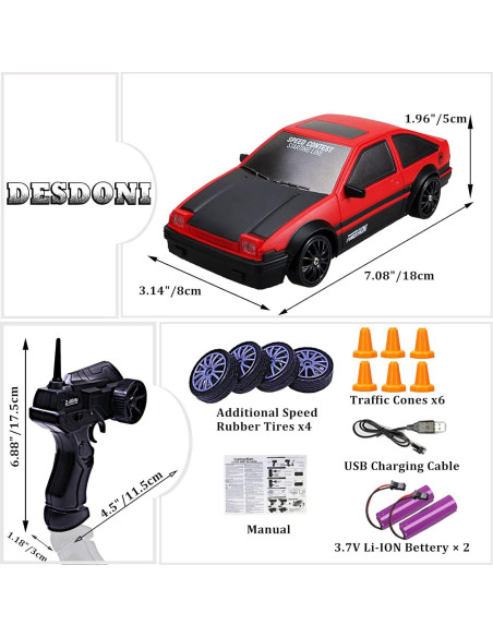 Coche RC Drift 1:16 Desdoni 18km/h 4WD con Luces LED Coche RC Drift 1:16 Desdoni 18km/h 4WD con Luces LED