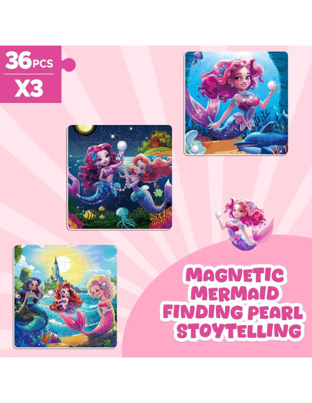Rompecabezas Magnéticos Sirena Homicozy 36 Piezas 3-8 Años Rompecabezas Magnéticos Sirena Homicozy 36 Piezas 3-8 Años