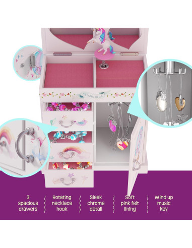 Caja de Joyería Musical Unicornio Pretty Me 1.35 kg 3 Cajones