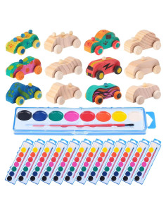 Leitee 12 Coches de Madera para Pintar Manualidades
