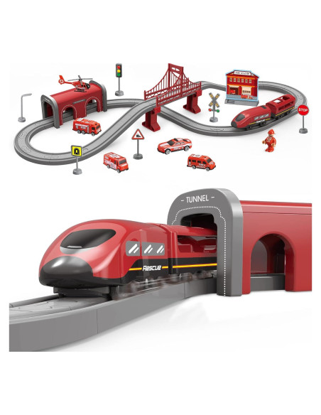 Juego de Trenes para Niños WDMIYA 66 Piezas con Batería Juego de Trenes para Niños WDMIYA 66 Piezas con Batería
