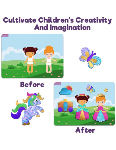 Kit de Manualidades en Foil Yazhiji Unicornios y Princesas