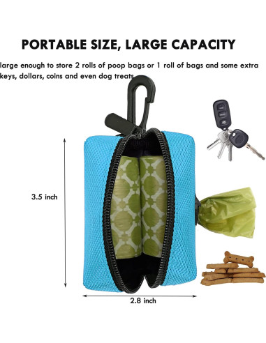 Soporte para bolsas de excremento de perro CAKOVANO Azul con 80 bolsas