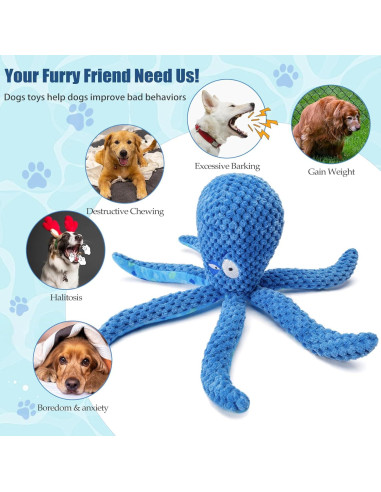 Juguete Squeaky Pulpo para Perros Grandes - Interactivo y Duradero