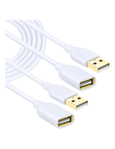 Cable de Extensión USB 2.0 Costyle Blanco 10ft (3m) 2-Pack