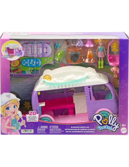 Juego de Muñeca Polly Pocket Furgoneta Glamping 15 Accesorios Juego de Muñeca Polly Pocket Furgoneta Glamping 15 Accesorios