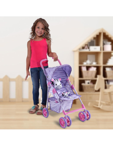 Carrito de muñecas The New York Doll Cebra Púrpura 71 cm