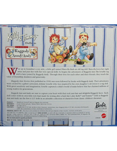 Muñecas Raggedy Ann y Andy Barbie Kelly y Tommy 11,43 cm