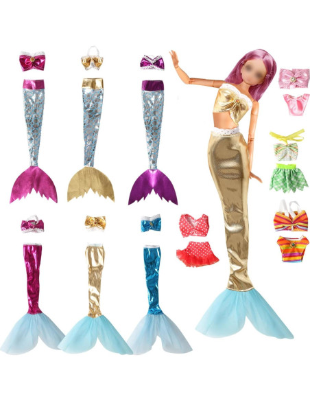 Conjunto de Sirena 11 Pcs para Muñecas 29 cm con Accesorios Conjunto de Sirena 11 Pcs para Muñecas 29 cm con Accesorios