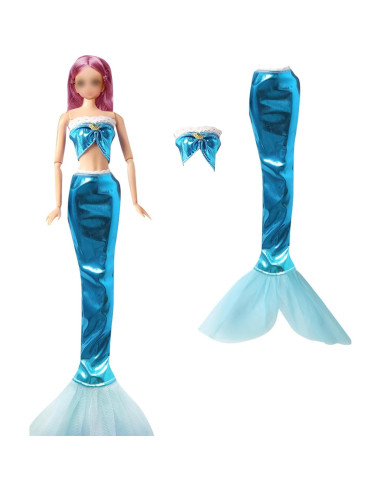 Conjunto de Sirena 11 Pcs para Muñecas 29 cm con Accesorios