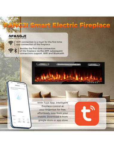 Chimenea Eléctrica FANGJI 91 cm Control Remoto 1500W