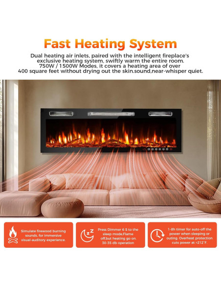 Chimenea Eléctrica FANGJI 91 cm Control Remoto 1500W Chimenea Eléctrica FANGJI 91 cm Control Remoto 1500W