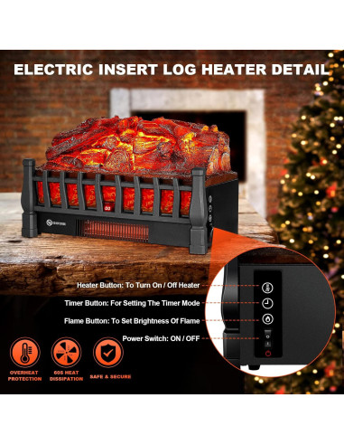 Insertos de chimenea eléctrica Alpaca IH-2093 1800W control remoto