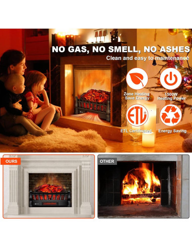 Insertos de chimenea eléctrica Alpaca IH-2093 1800W control remoto