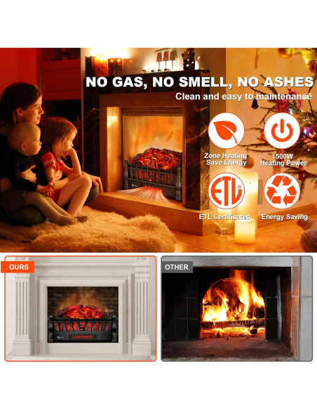 Insertos de chimenea eléctrica Alpaca IH-2093 1800W control remoto Insertos de chimenea eléctrica Alpaca IH-2093 1800W control remoto