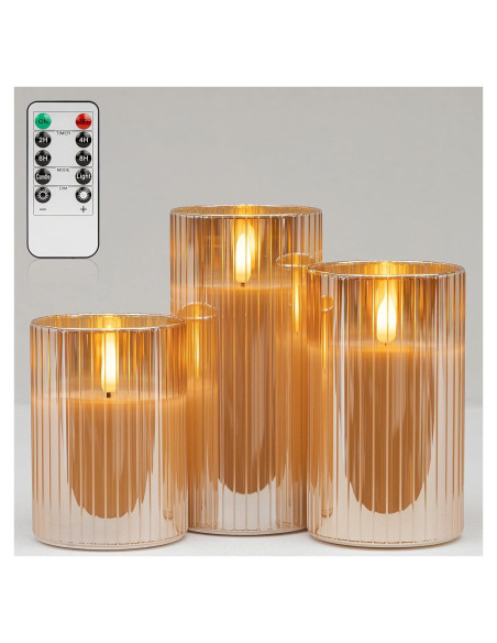 Juego de 3 Velas LED Angelloong Doradas con Control Remoto Juego de 3 Velas LED Angelloong Doradas con Control Remoto