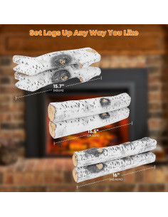 Conjunto de troncos cerámicos Stanbroil 6 piezas para chimenea 2