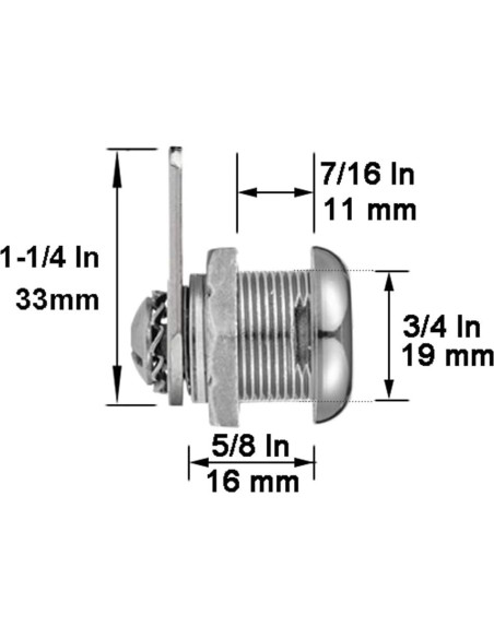 Cerradura de Cámara WOOCH BCL-16N-2P Cromada 5/8" Cerradura de Cámara WOOCH BCL-16N-2P Cromada 5/8"