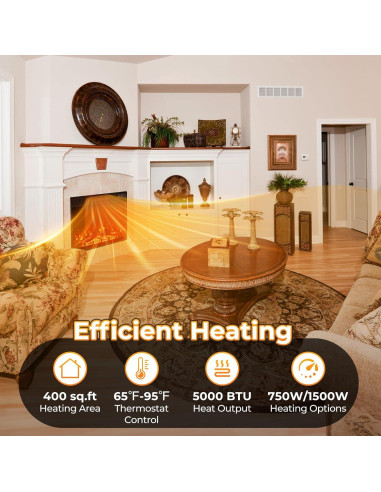 Insertable Chimenea Eléctrica COSTWAY 58.4 cm 750W/1500W