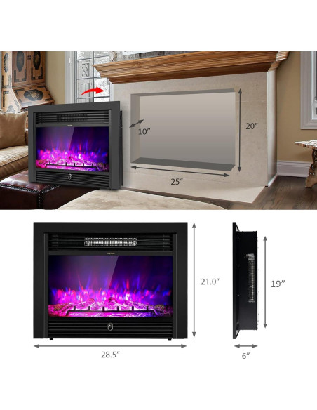 Chimenea Eléctrica COSTWAY EF-30D 750W/1500W con Control Remoto Chimenea Eléctrica COSTWAY EF-30D 750W/1500W con Control Remoto