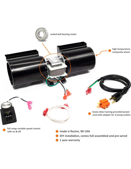 Kit de Soplador Dual FAB-1100 FireplaceBlowersOnline - 180 CFM Kit de Soplador Dual FAB-1100 FireplaceBlowersOnline - 180 CFM