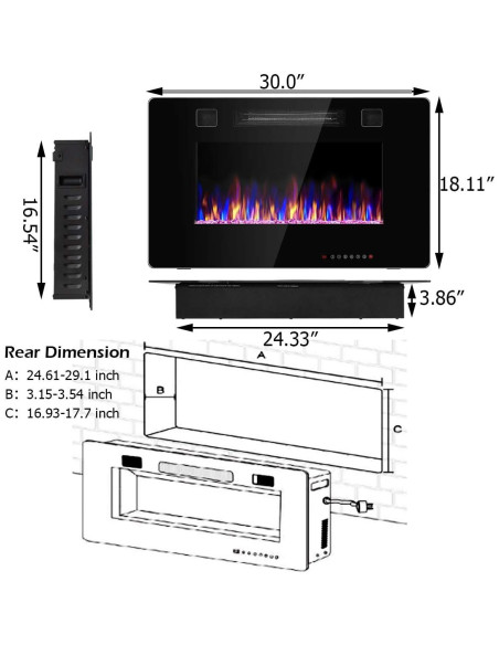 Chimenea Eléctrica Empotrada MAT EXPERT 30" 750W/1500W Chimenea Eléctrica Empotrada MAT EXPERT 30" 750W/1500W