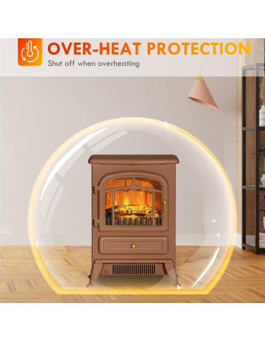 Calentador de chimenea eléctrica Genérico 22" con llamas LED 750W/1500W