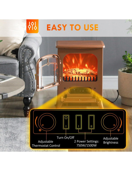 Calentador de chimenea eléctrica Genérico 22" con llamas LED 750W/1500W Calentador de chimenea eléctrica Genérico 22" con llamas LED 750W/1500W