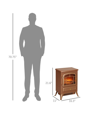 Calentador de chimenea eléctrica Genérico 22" con llamas LED 750W/1500W